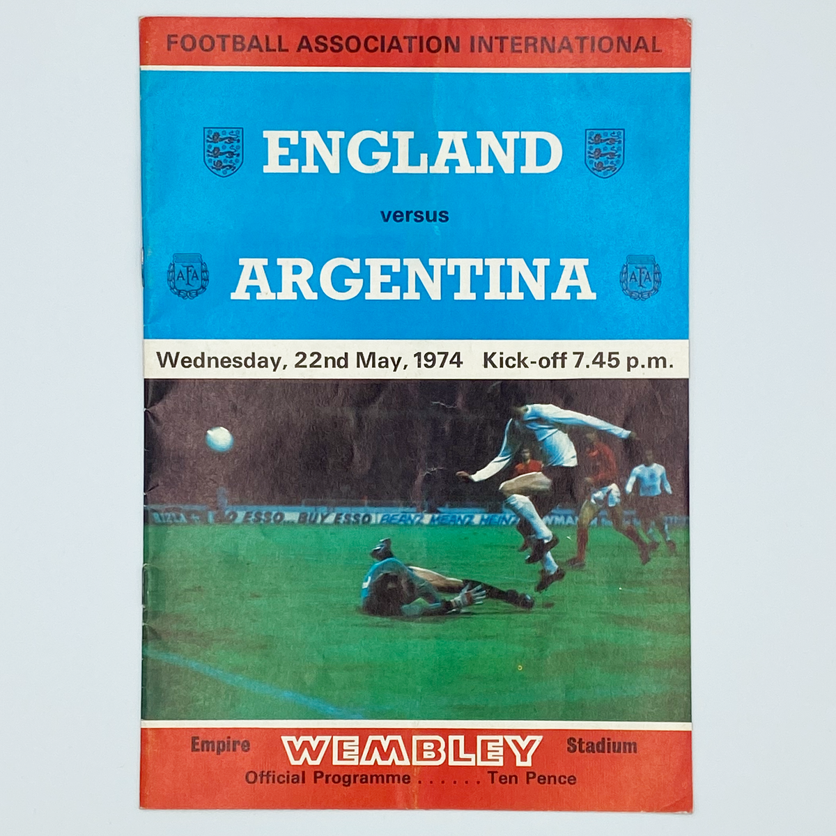 England vs Argentina Programme & Ticket (22 May 1974)