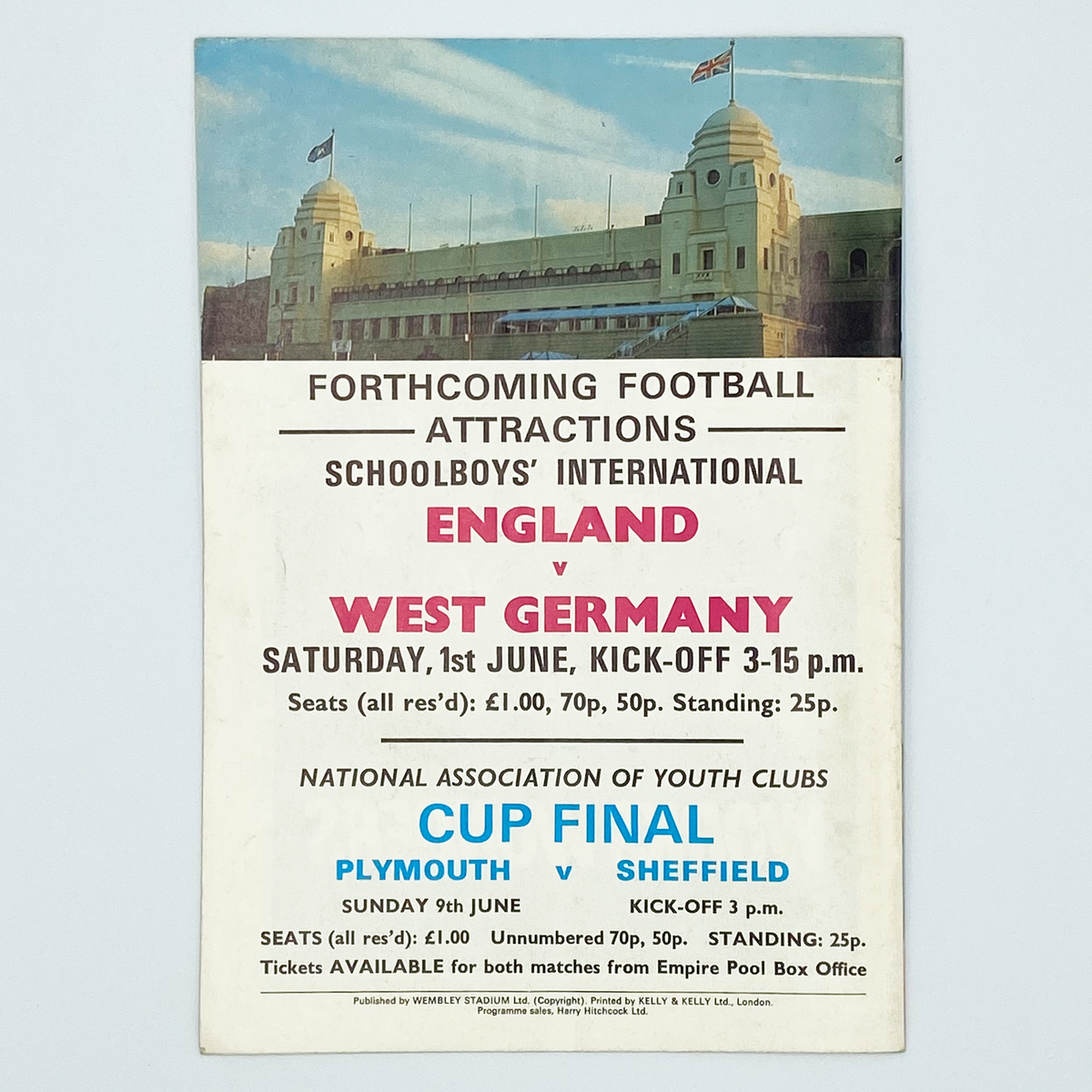 England vs Argentina Programme & Ticket (22 May 1974)