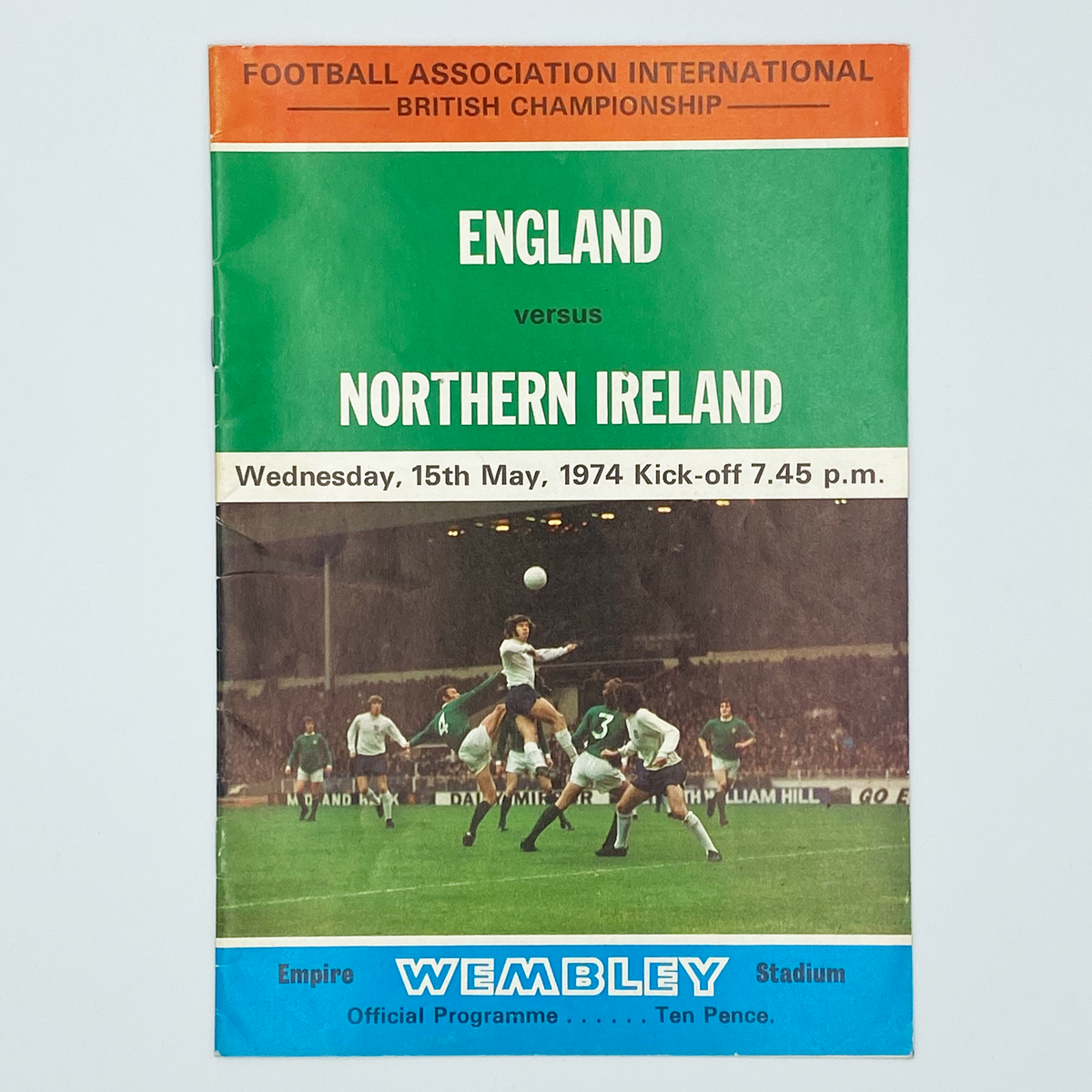 England vs Northern Ireland Programme & Ticket (15 May 1974)