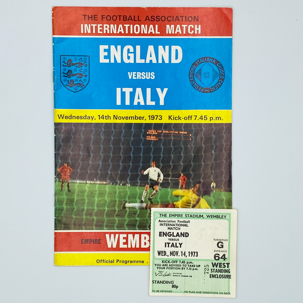 England vs Italy Programme & Ticket (14 November 1973)