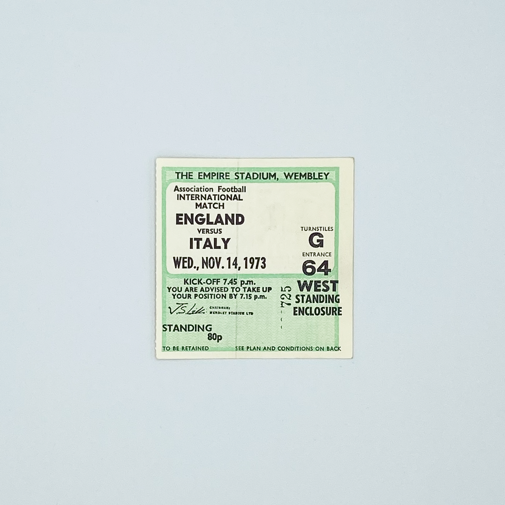England vs Italy Programme & Ticket (14 November 1973)