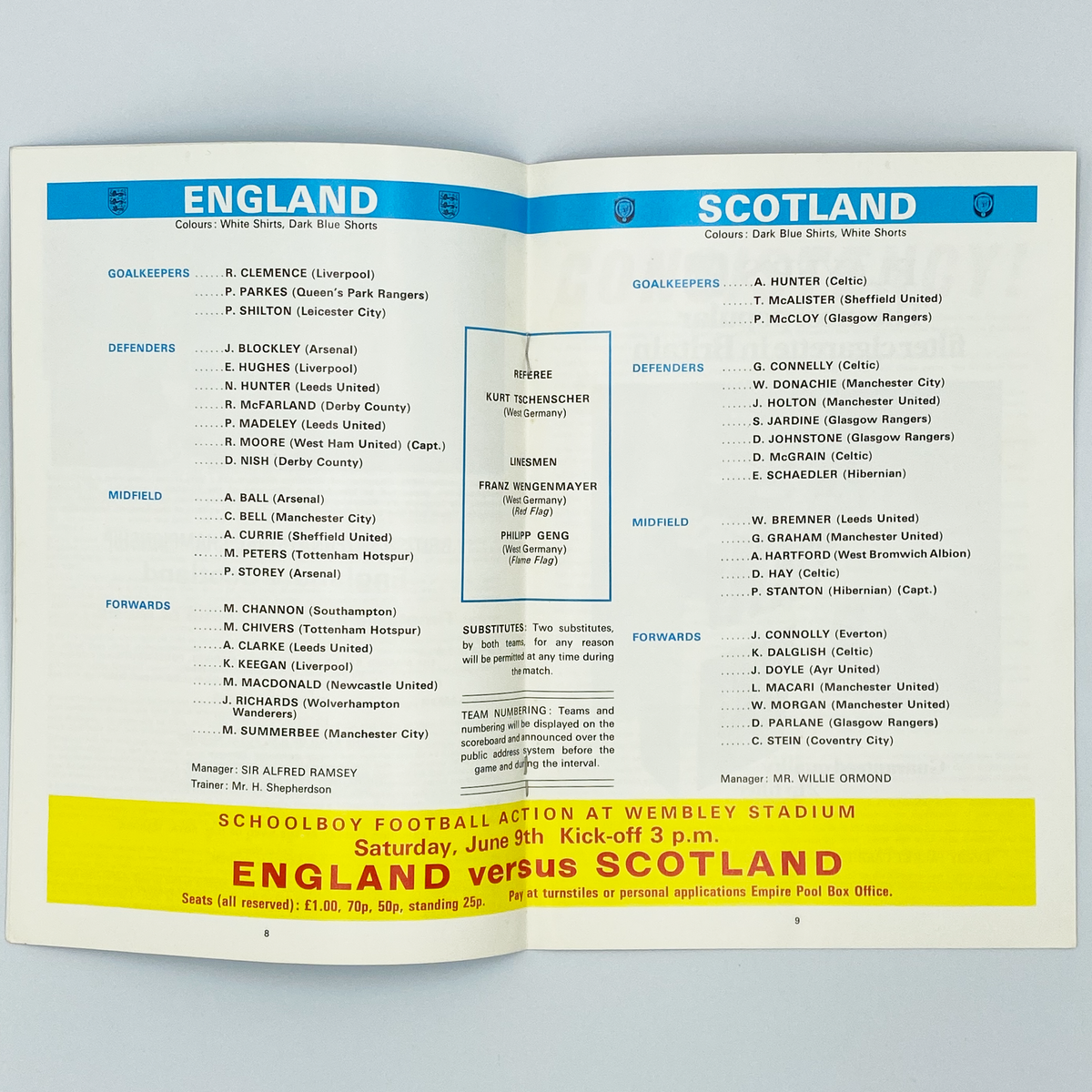 England vs Scotland Programme & Ticket (19 May 1973)