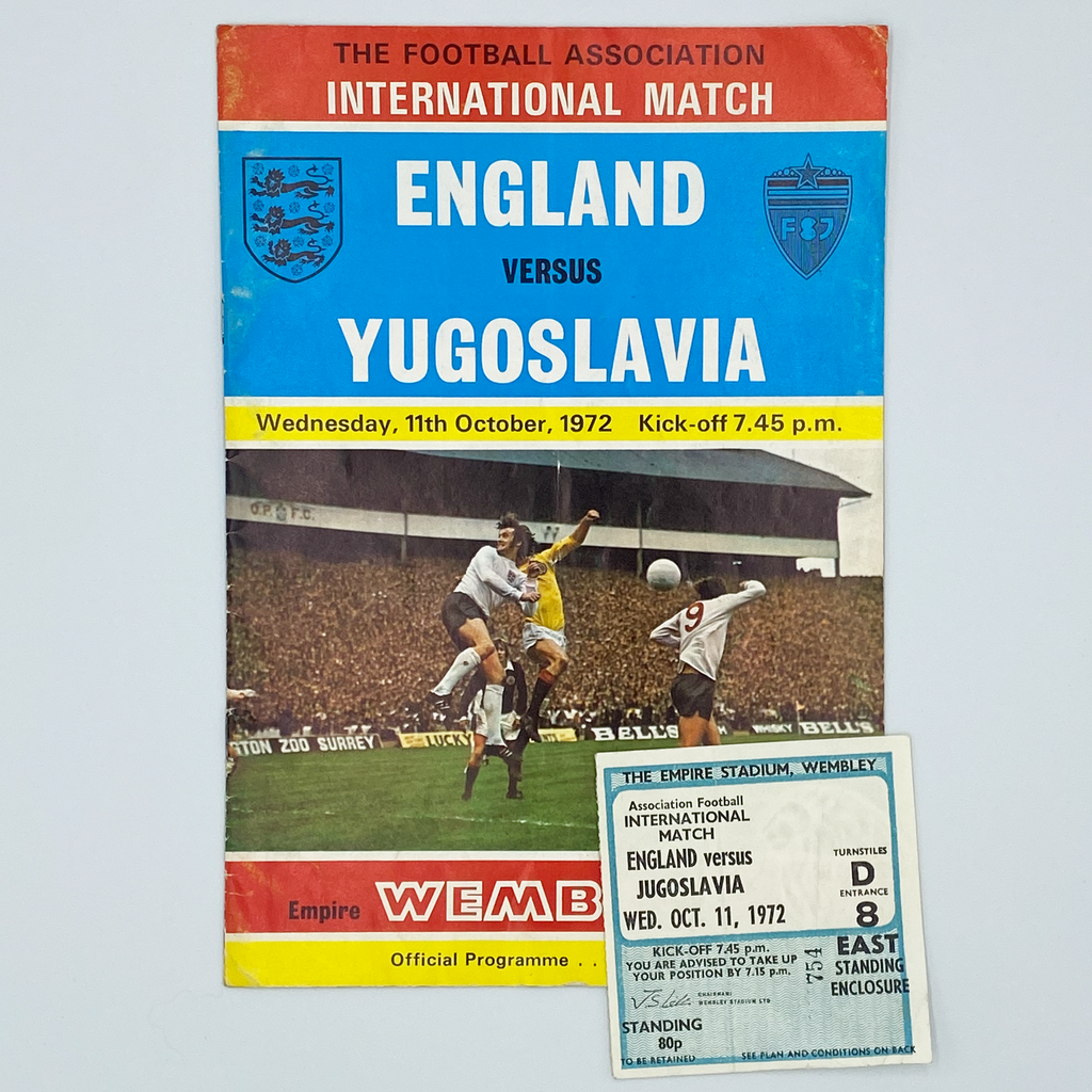 England vs Yugoslavia Programme & Ticket (11 October 1972)
