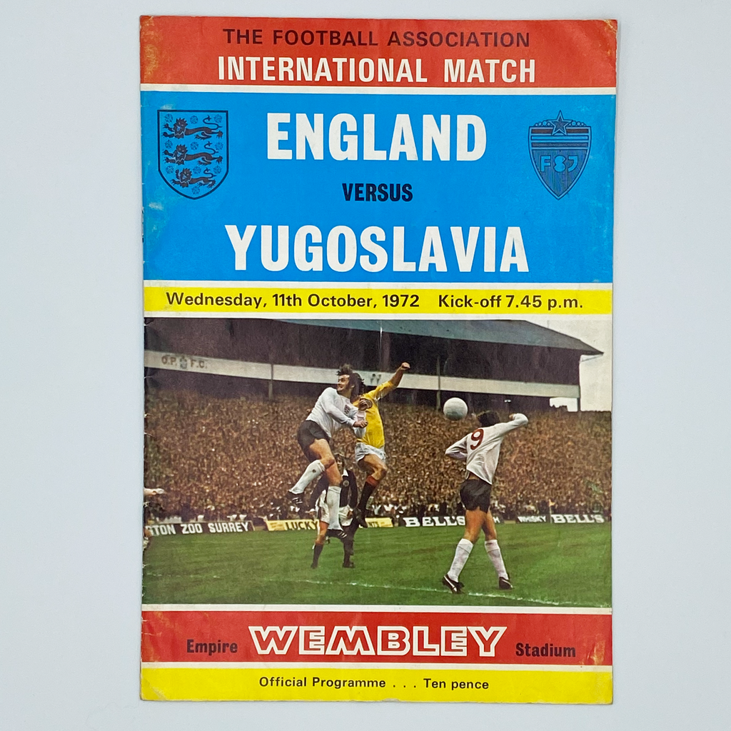 England vs Yugoslavia Programme & Ticket (11 October 1972)