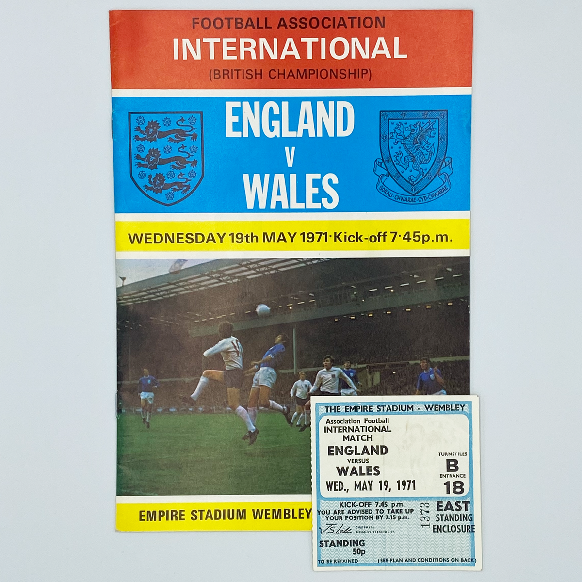 England vs Wales Programme & Ticket (19 May 1971)