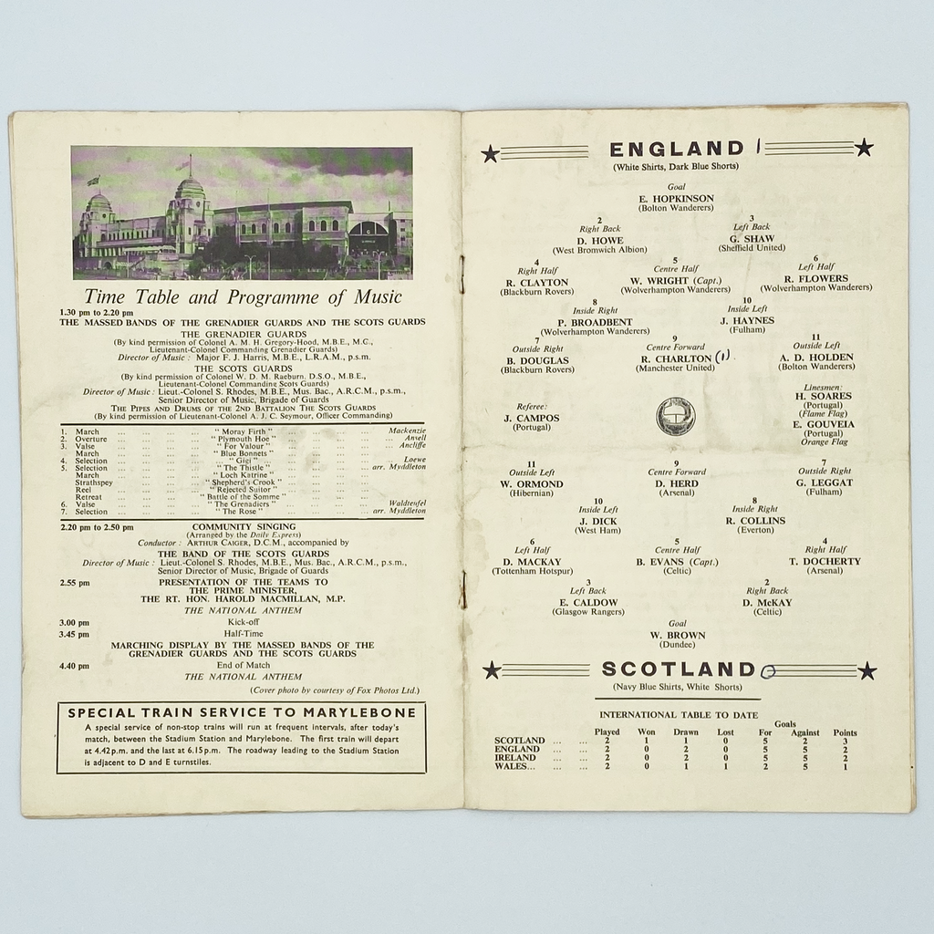 England vs Scotland Programme & Ticket (11 April 1959)