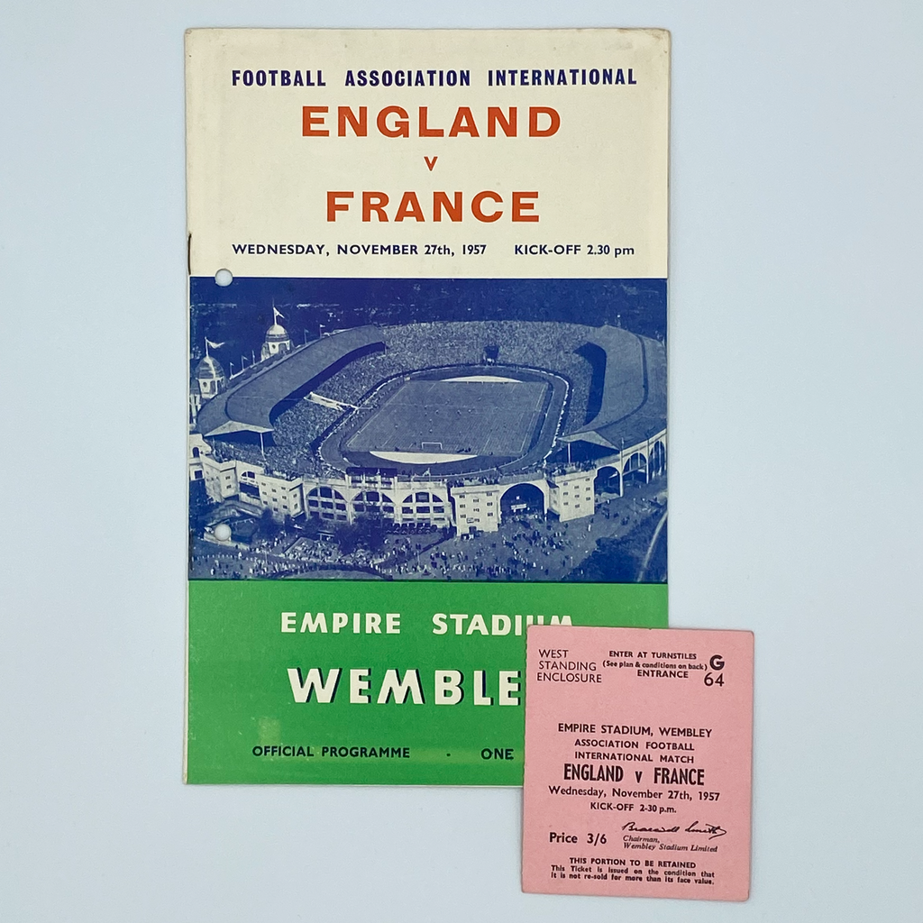 England vs France Programme & Ticket (27 November 1957)