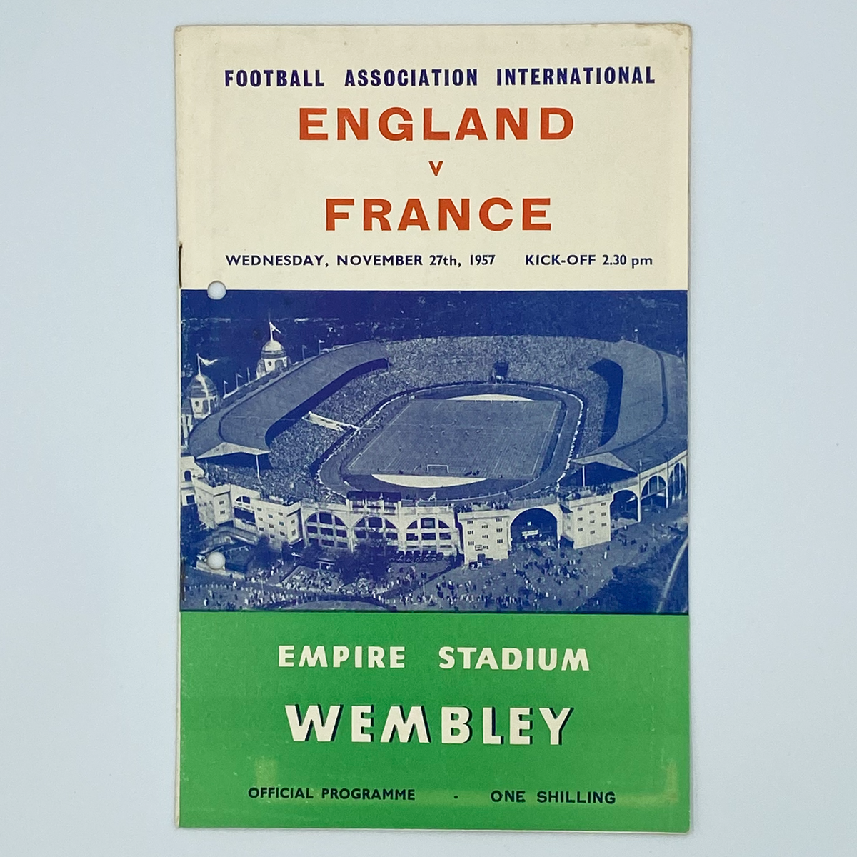England vs France Programme & Ticket (27 November 1957)
