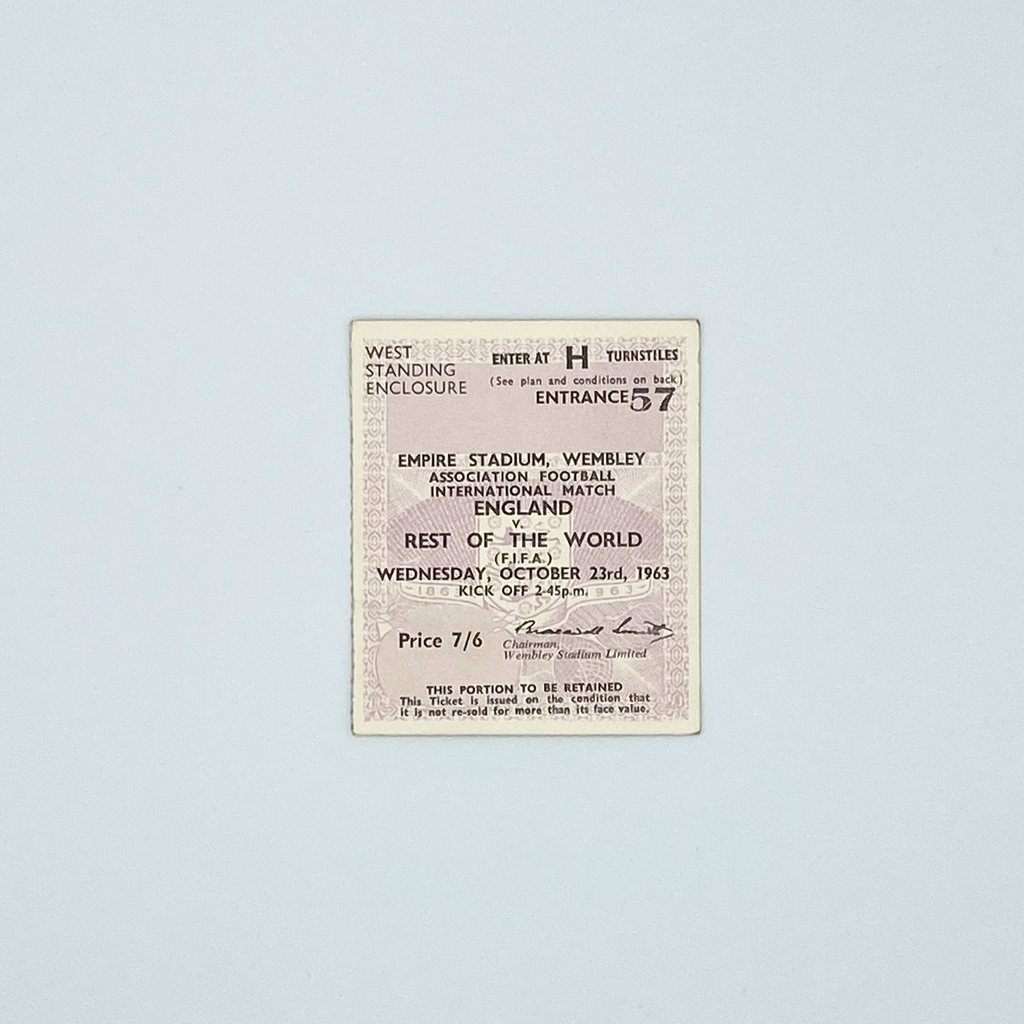 England vs Rest of the World Programme & Ticket (23 October 1963)