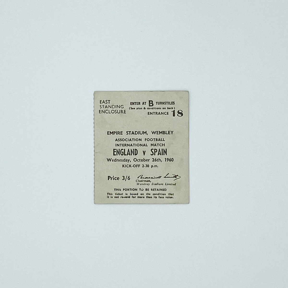 England vs Spain Programme & Ticket (26 October 1960)