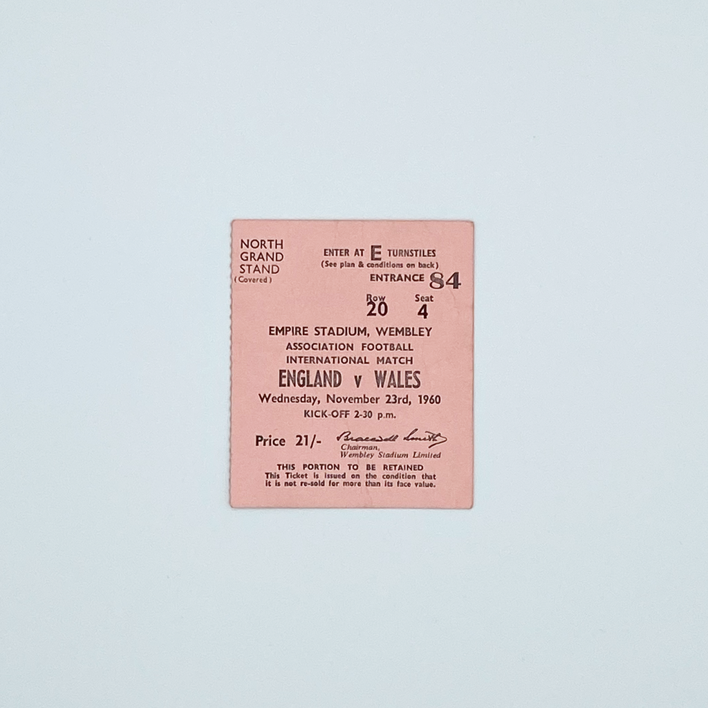 England vs Wales Programme & Ticket (23 November 1960)