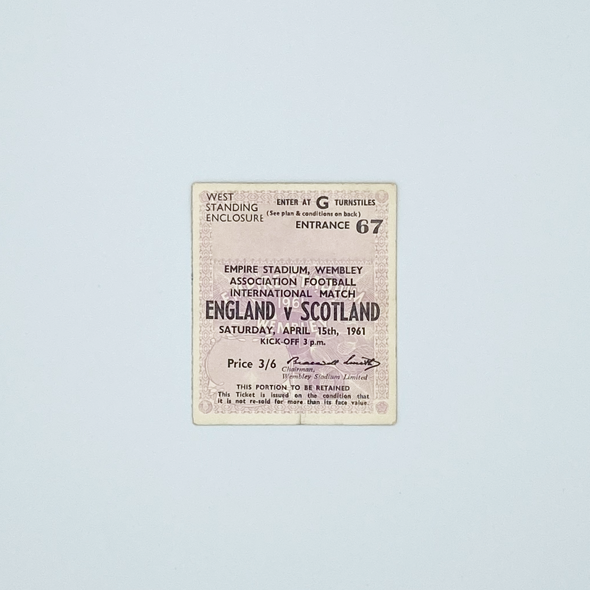 England vs Scotland Programme & Ticket (15 April 1961)
