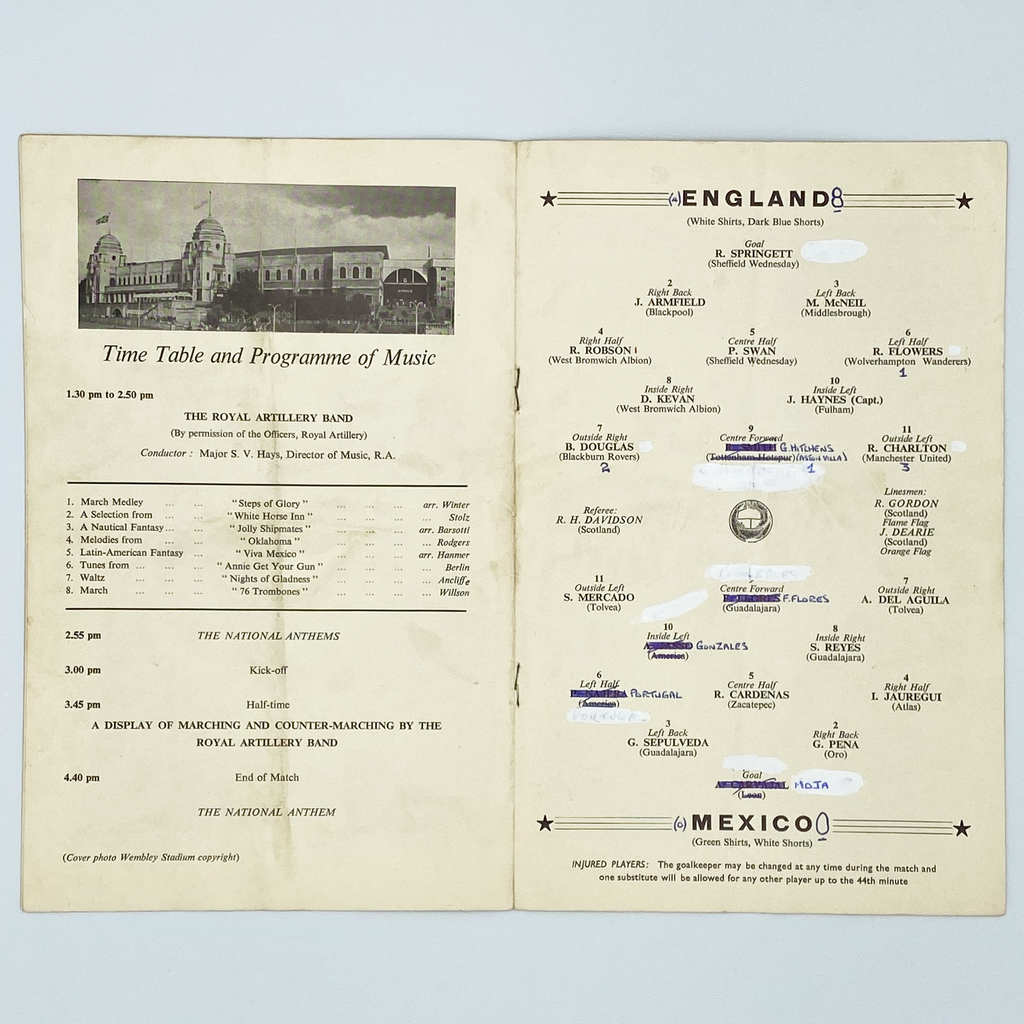 England vs Mexico Programme & Ticket (10 May 1961)