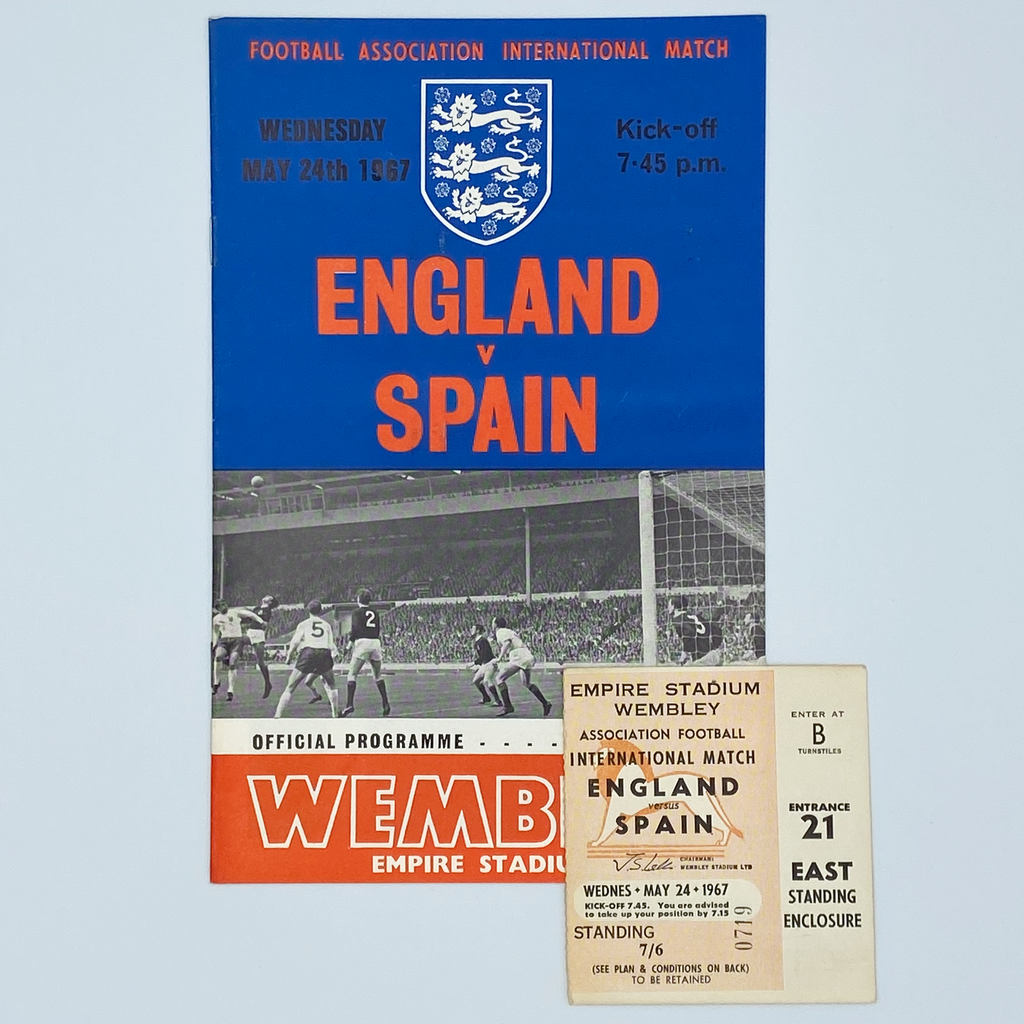 England vs Spain Programme & Ticket (24 May 1967)