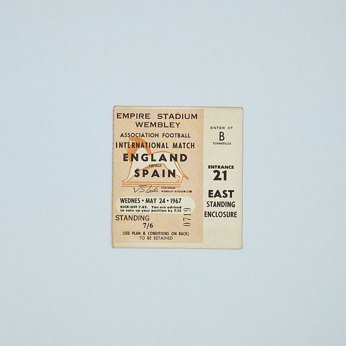 England vs Spain Programme & Ticket (24 May 1967)