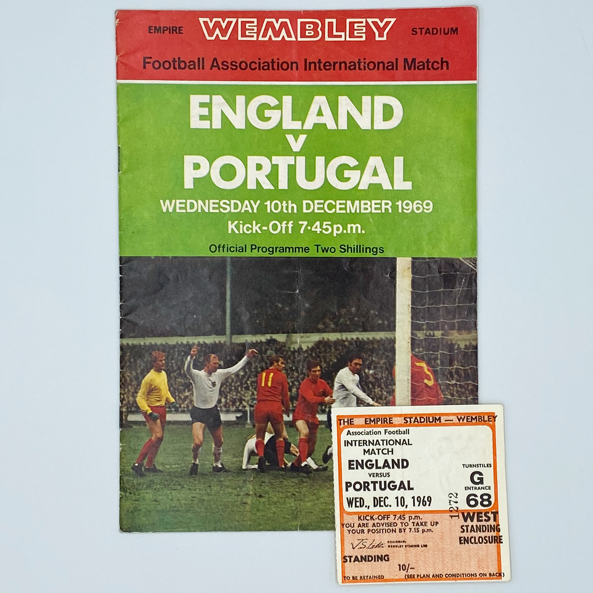 England vs Portugal Programme & Ticket (10 December 1969)