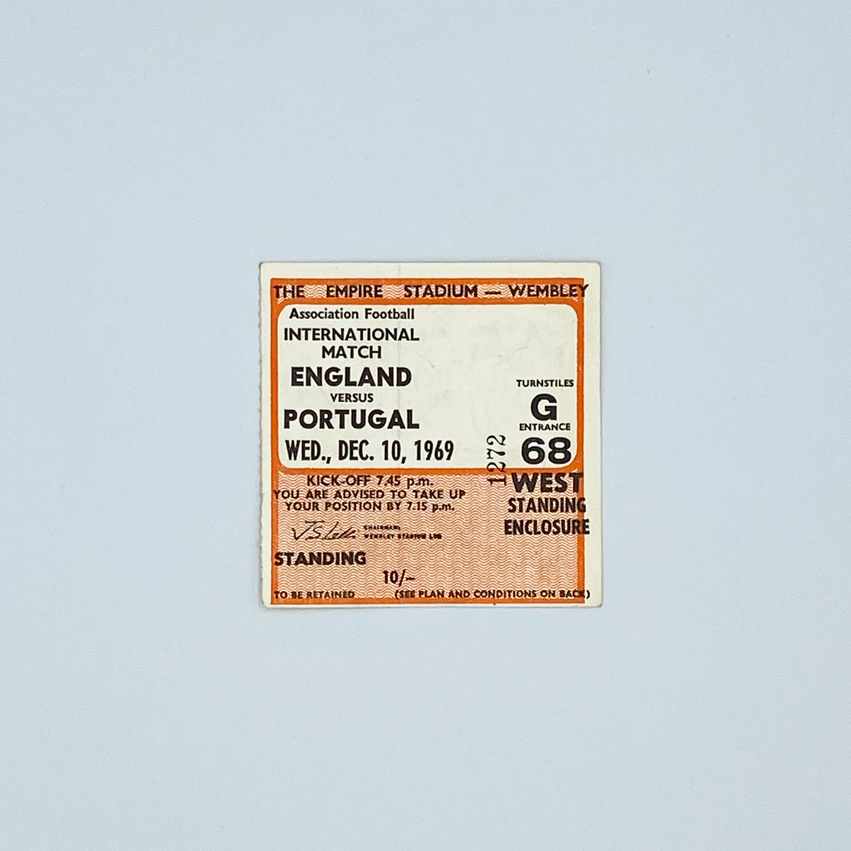 England vs Portugal Programme & Ticket (10 December 1969)