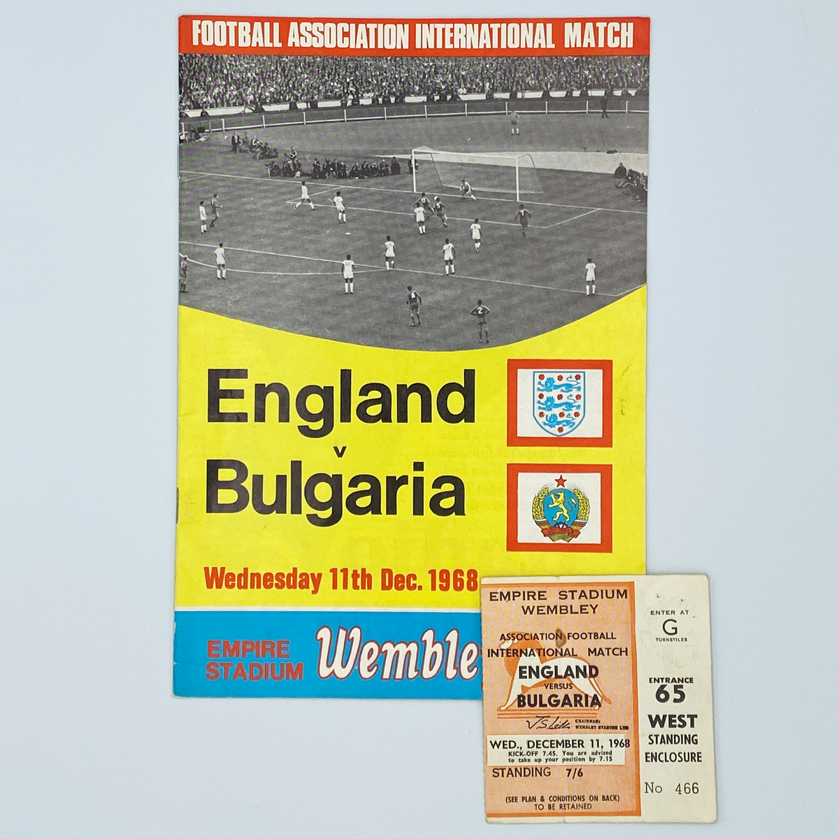 England vs Bulgaria Programme & Ticket (11 December 1968)