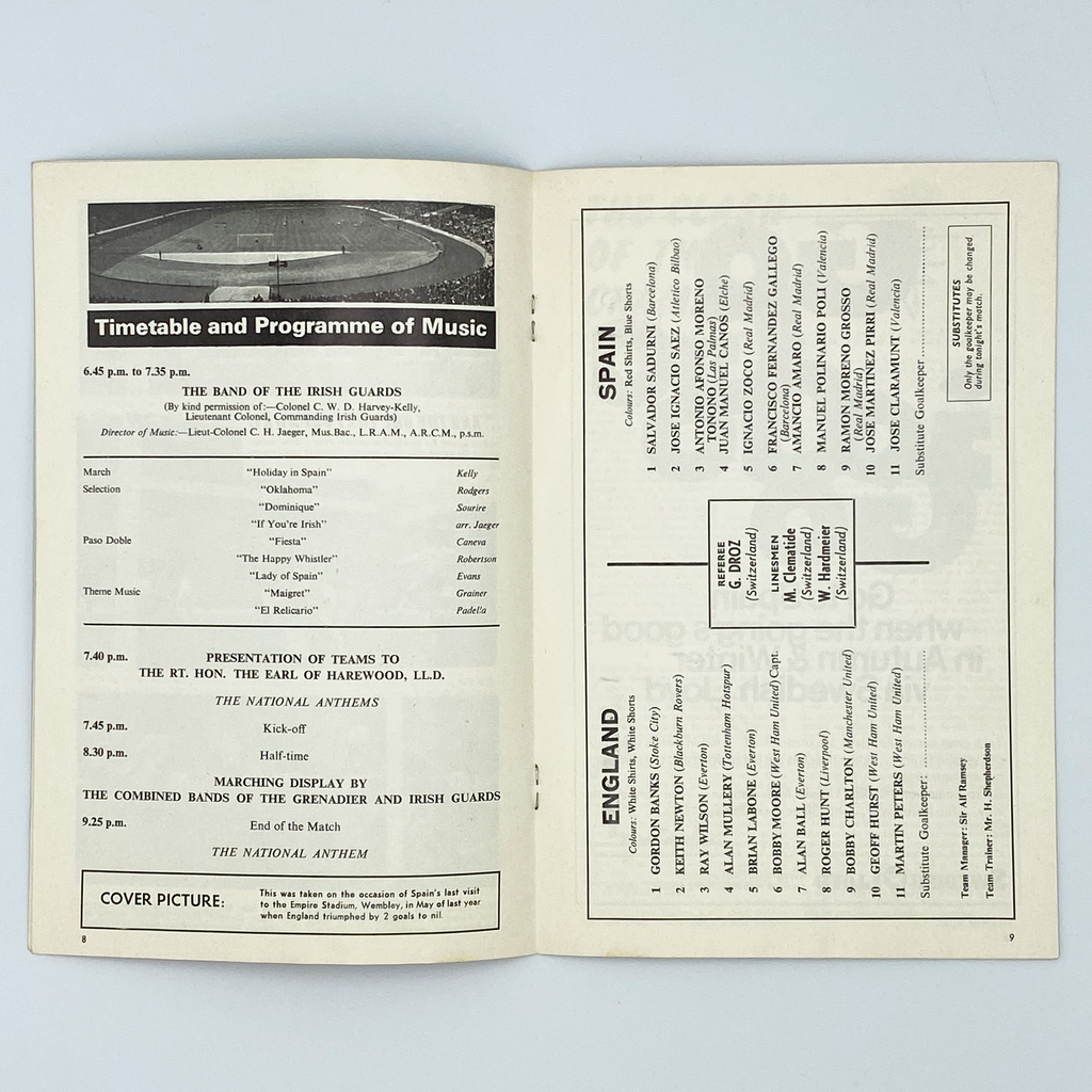 England vs Spain Programme (3 April 1968)