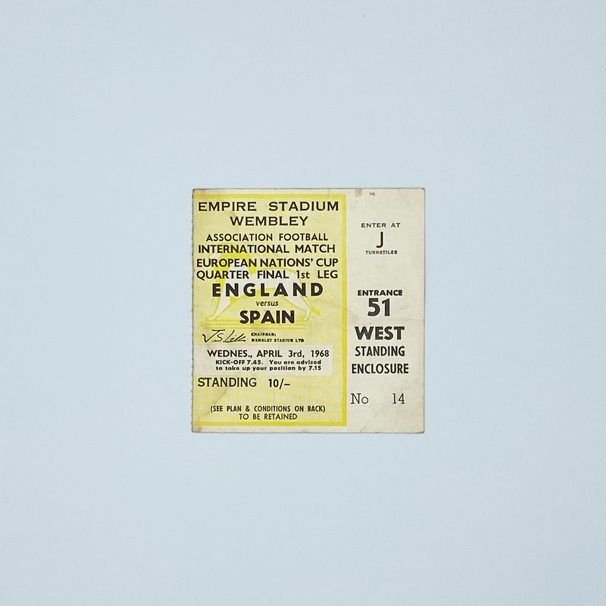England vs Spain Programme (3 April 1968)