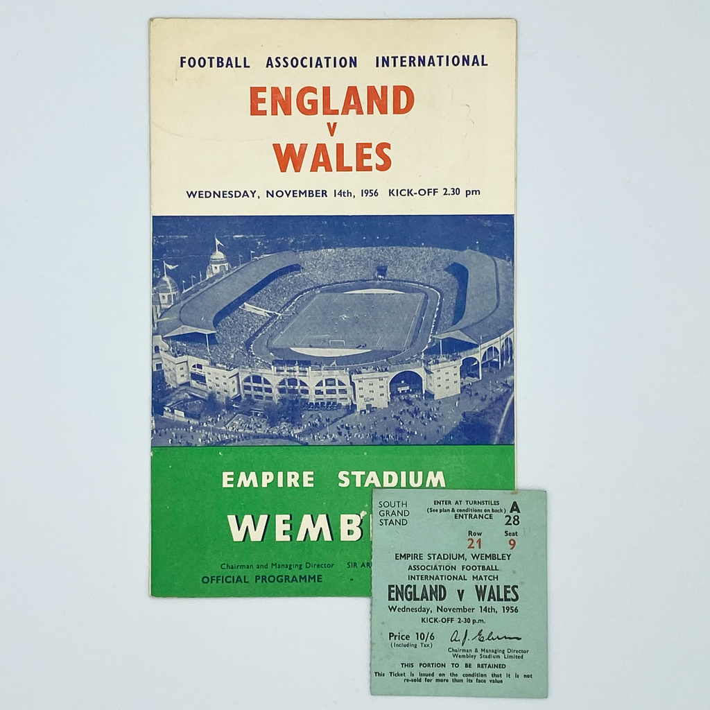 England vs Wales Programme & Ticket (14 November 1956)