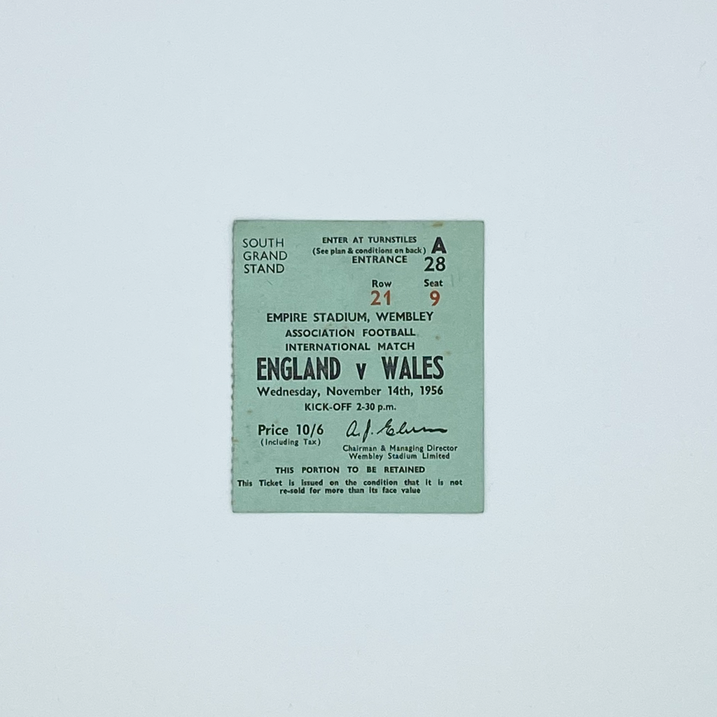 England vs Wales Programme & Ticket (14 November 1956)