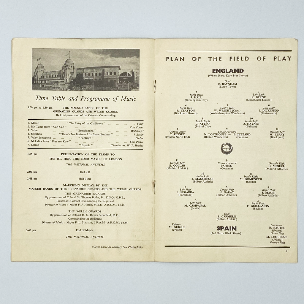 England vs Spain Programme & Ticket (30 November 1955)