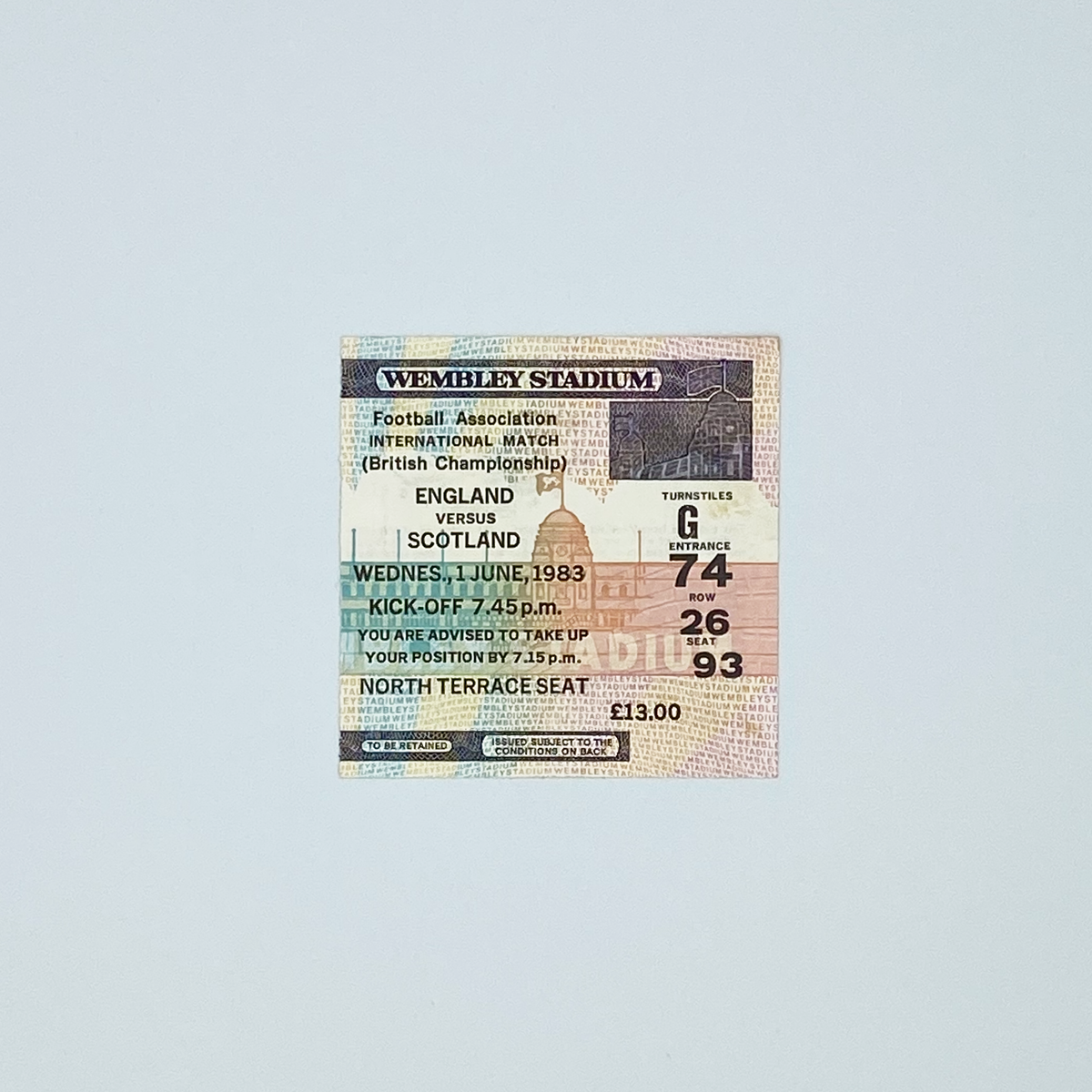 England vs Scotland Programme & Ticket (1 June 1983)