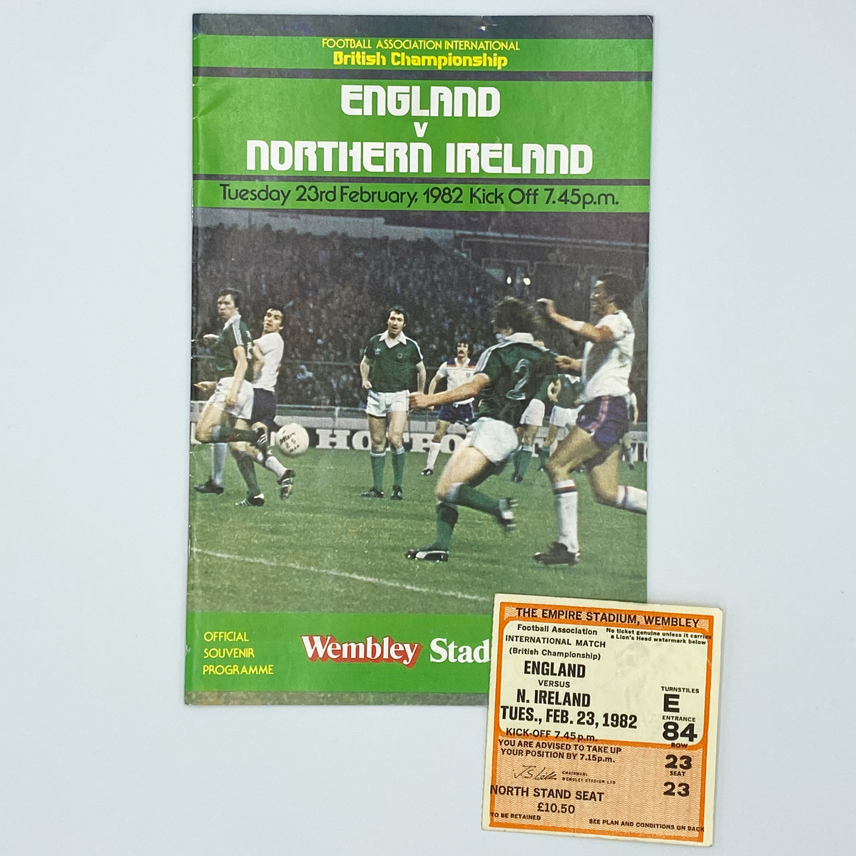 England vs Northern Ireland Programme & Ticket (23 February 1983)