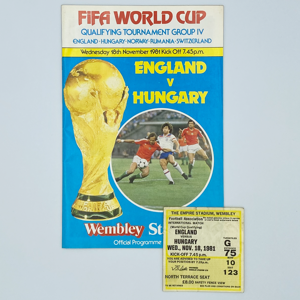 England vs Hungary Programme & Ticket (18 November 1981)