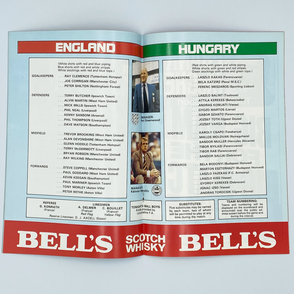 England vs Hungary Programme & Ticket (18 November 1981)