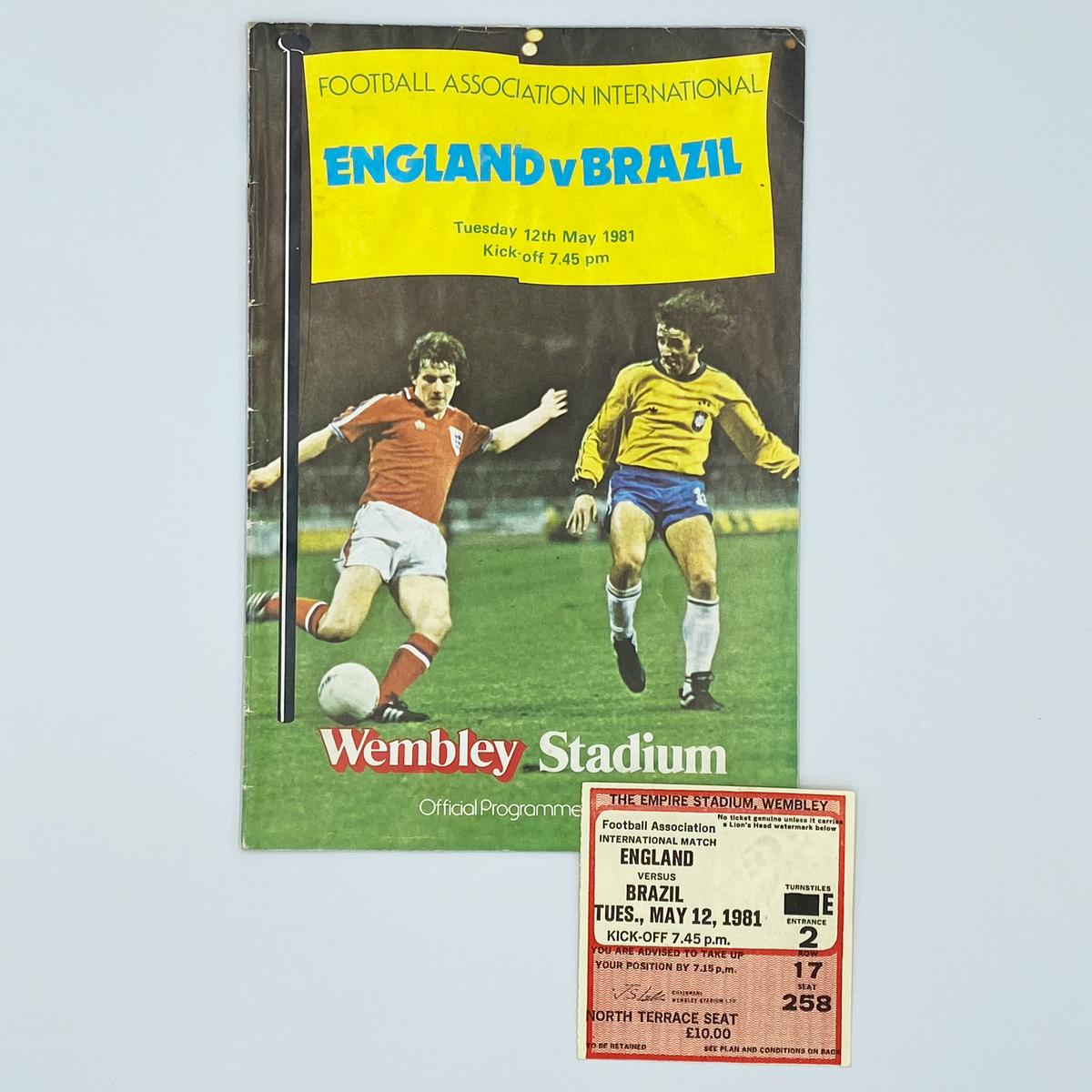 England vs Brazil Programme & Ticket (12 May 1981)