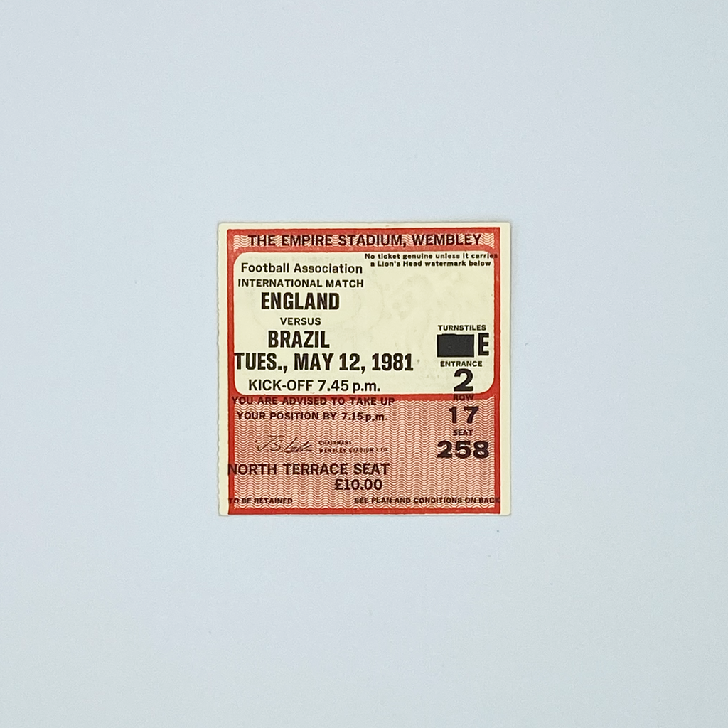 England vs Brazil Programme & Ticket (12 May 1981)