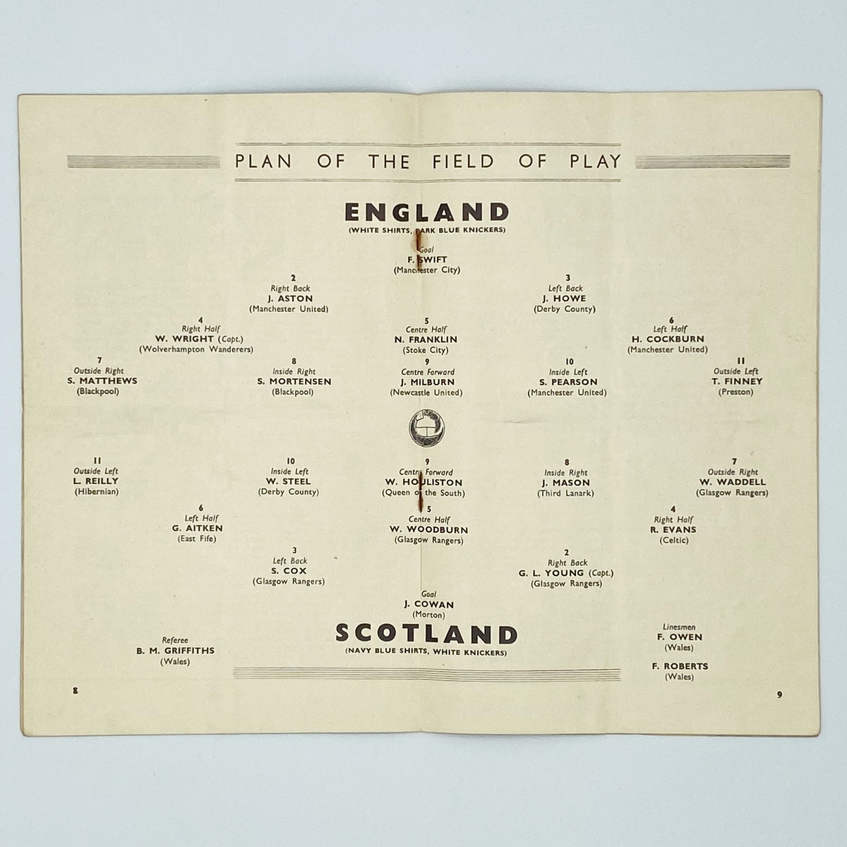 England vs Scotland Programme & Ticket (9 April 1949)