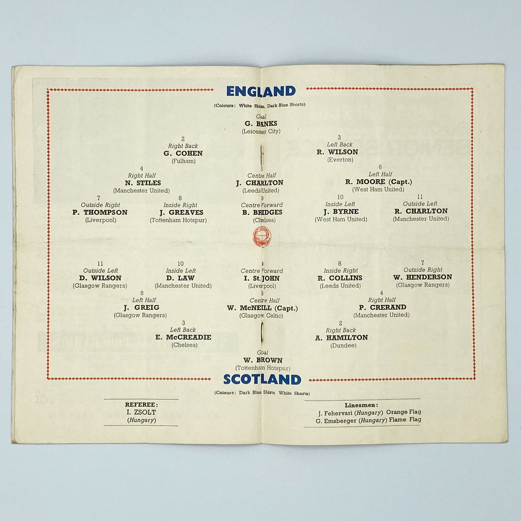 England vs Scotland Programme & Ticket (10 April 1965)