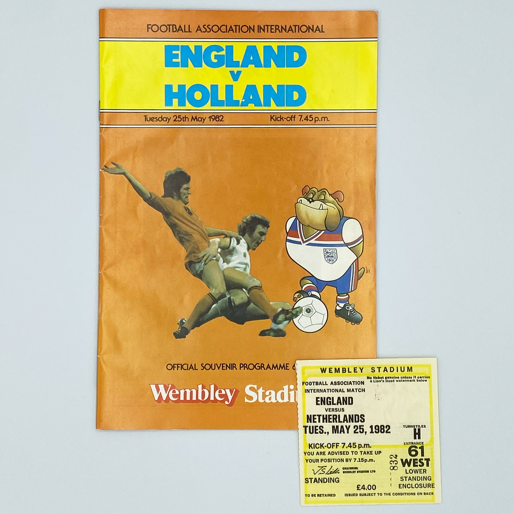 England vs Netherlands Programme & Ticket (25 May 1982)