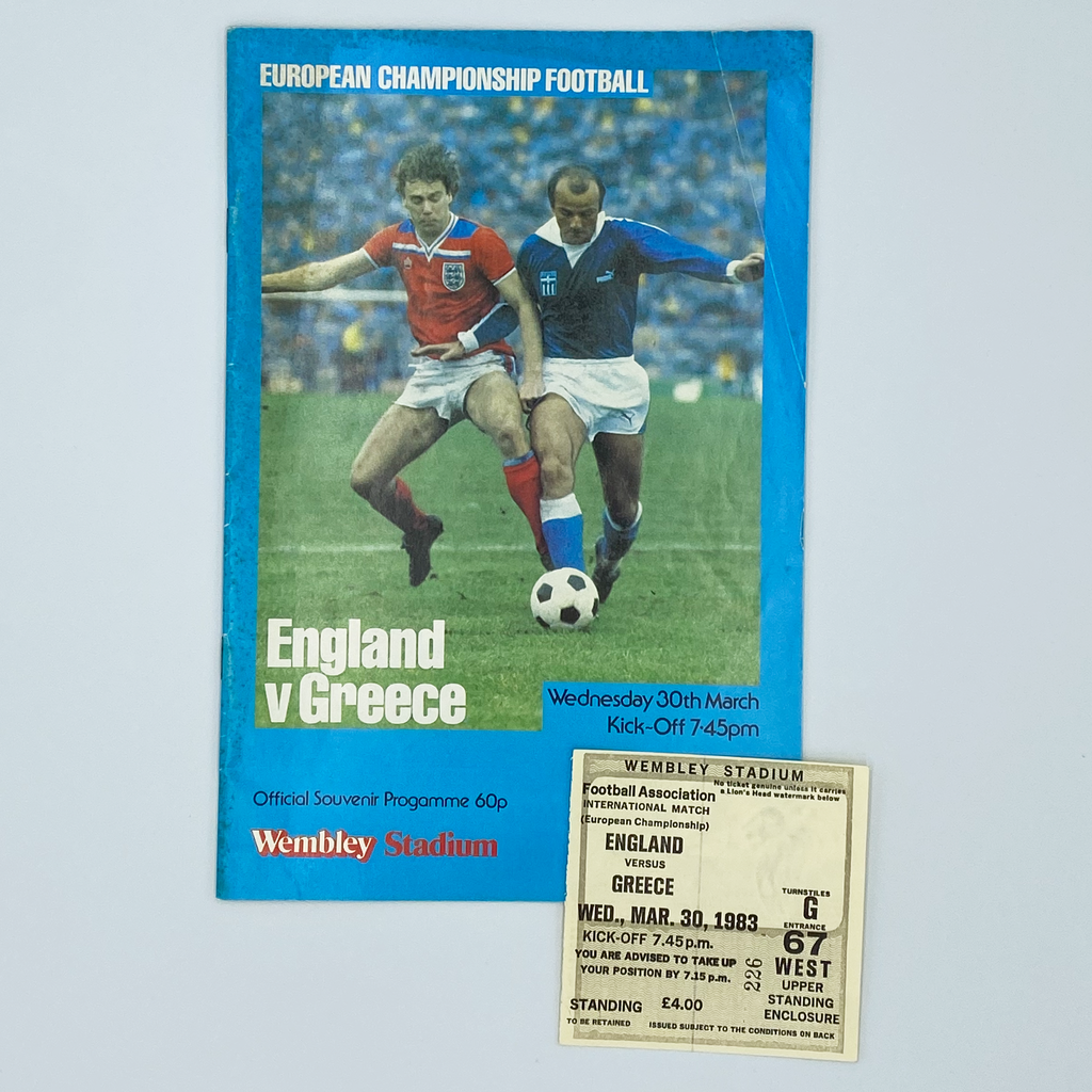 England vs Greece Programme & Ticket (30 March 1983)