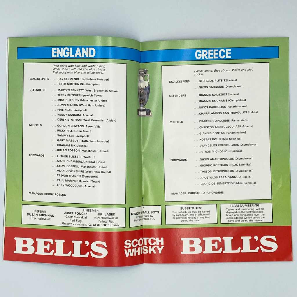 England vs Greece Programme & Ticket (30 March 1983)