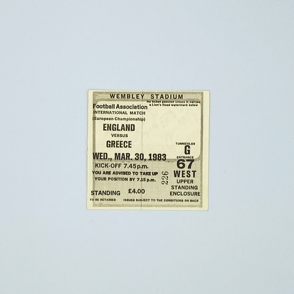 England vs Greece Programme & Ticket (30 March 1983)