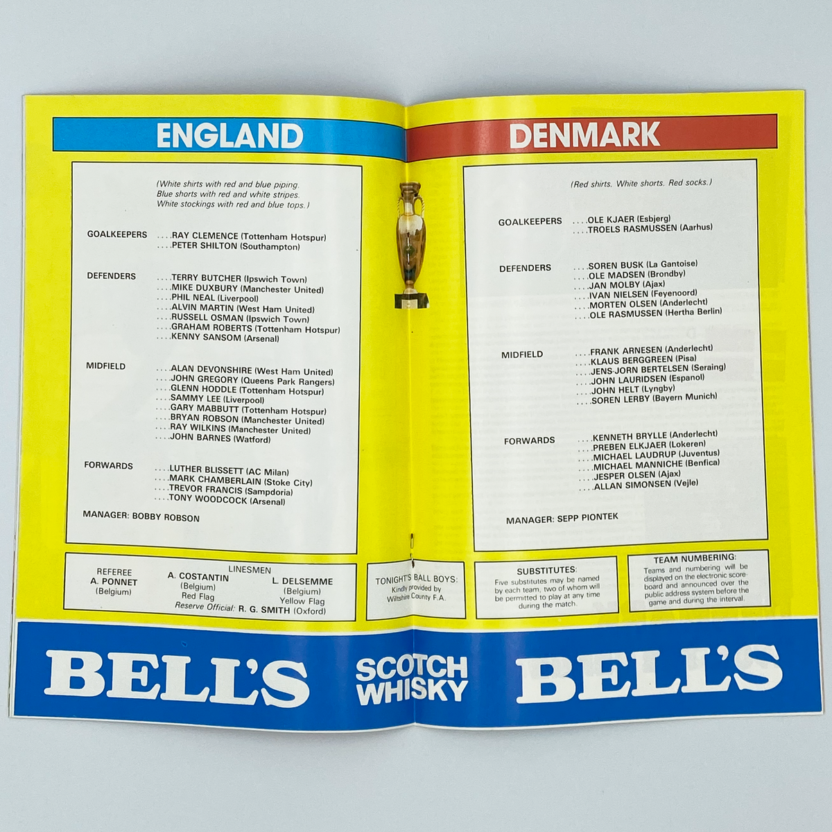England vs Denmark Programme & Ticket (21 September 1983)