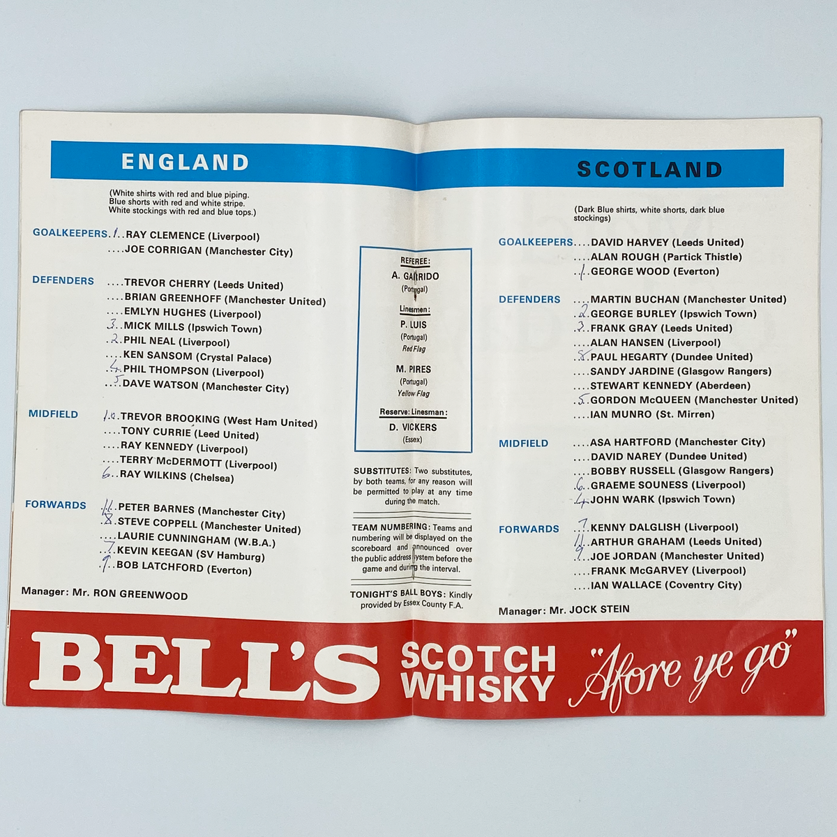 England vs Scotland Programme & Ticket (26 May 1979)