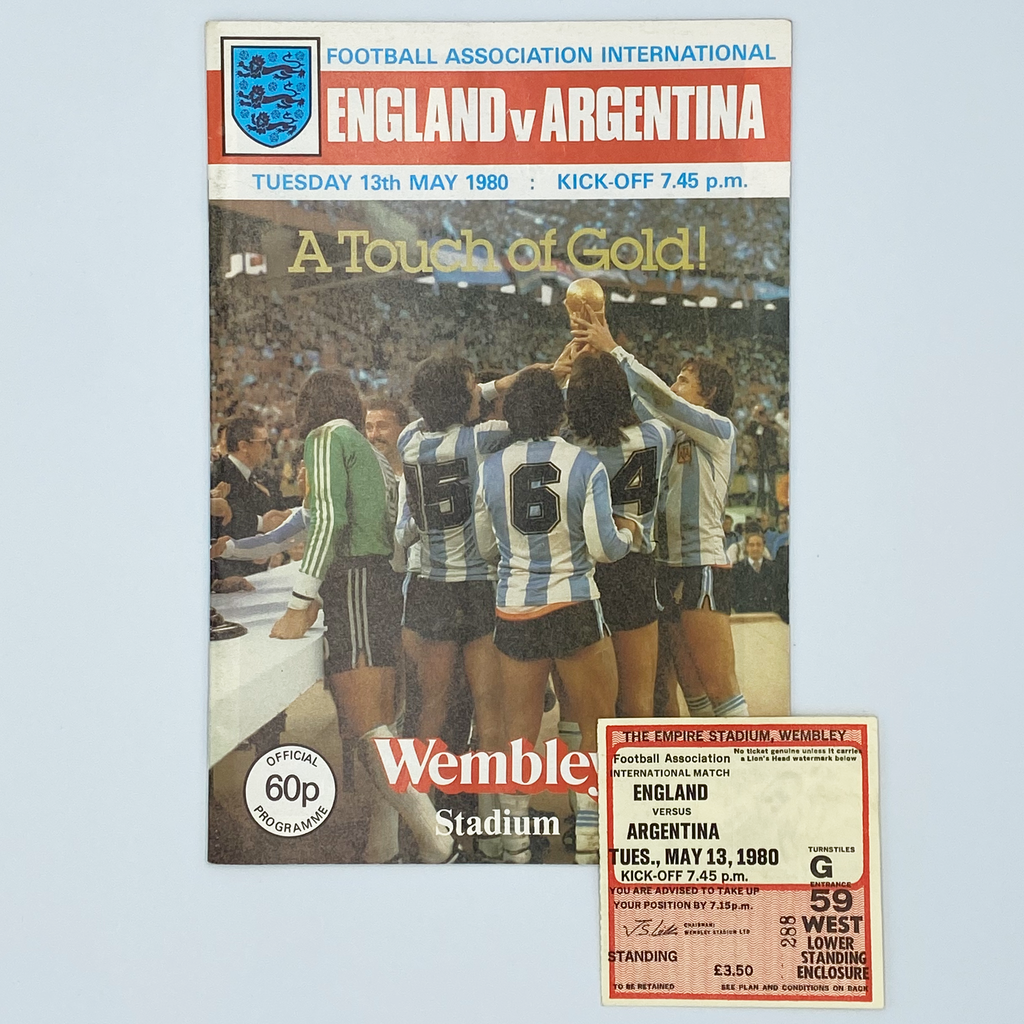 England vs Argentina Programme & Ticket (31 May 1980)