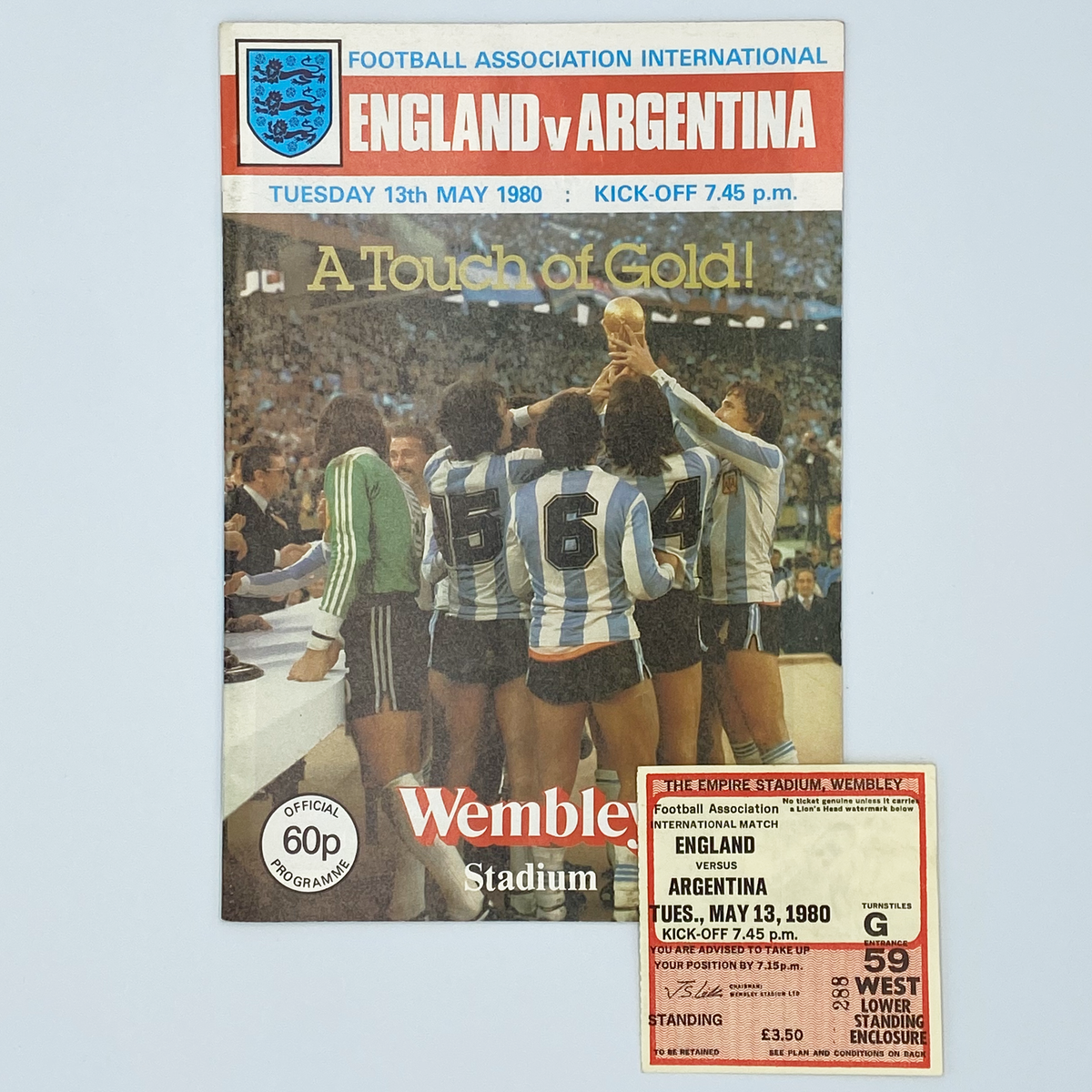 England vs Argentina Programme & Ticket (31 May 1980)