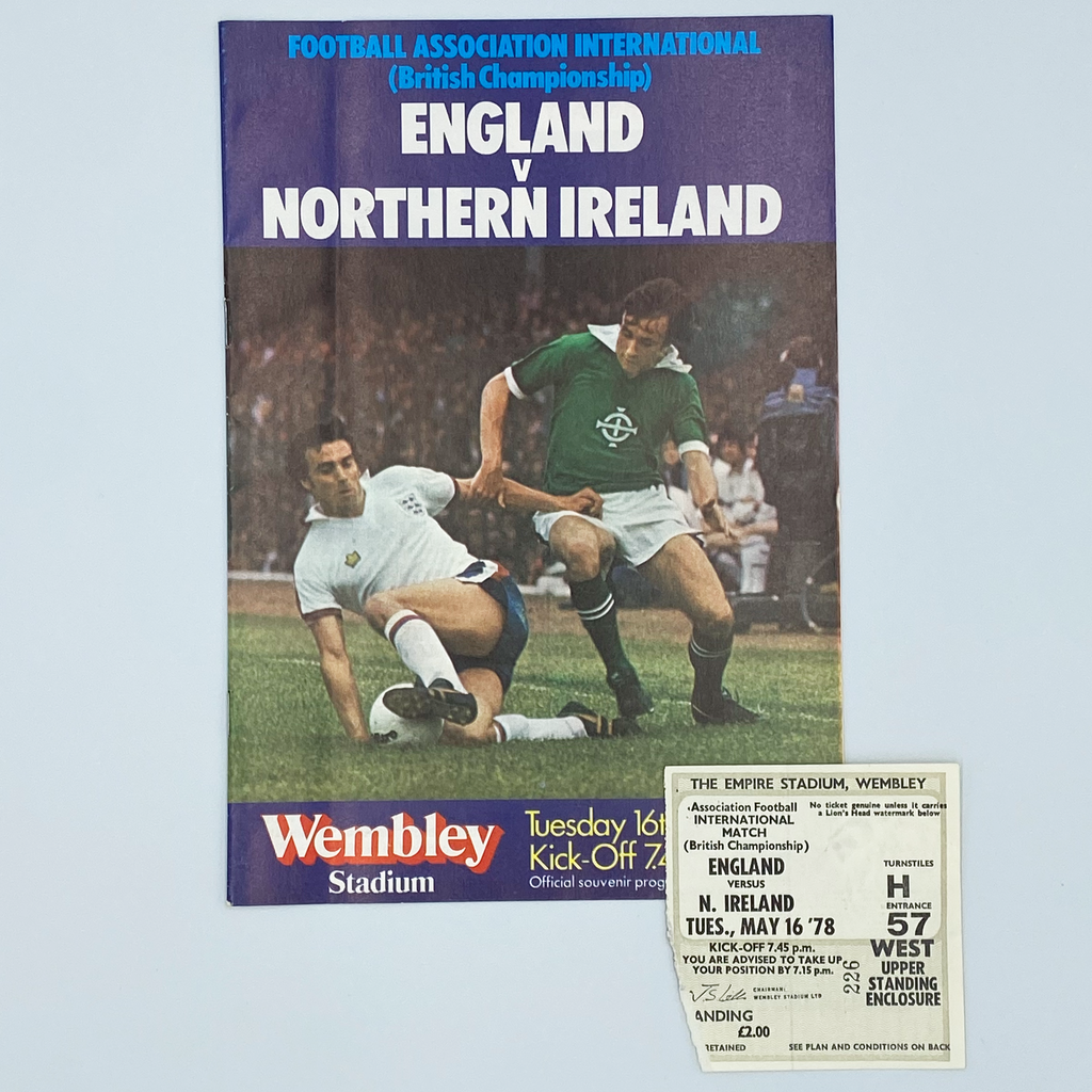 England vs Northern Ireland Programme & Ticket (16 May 1978)