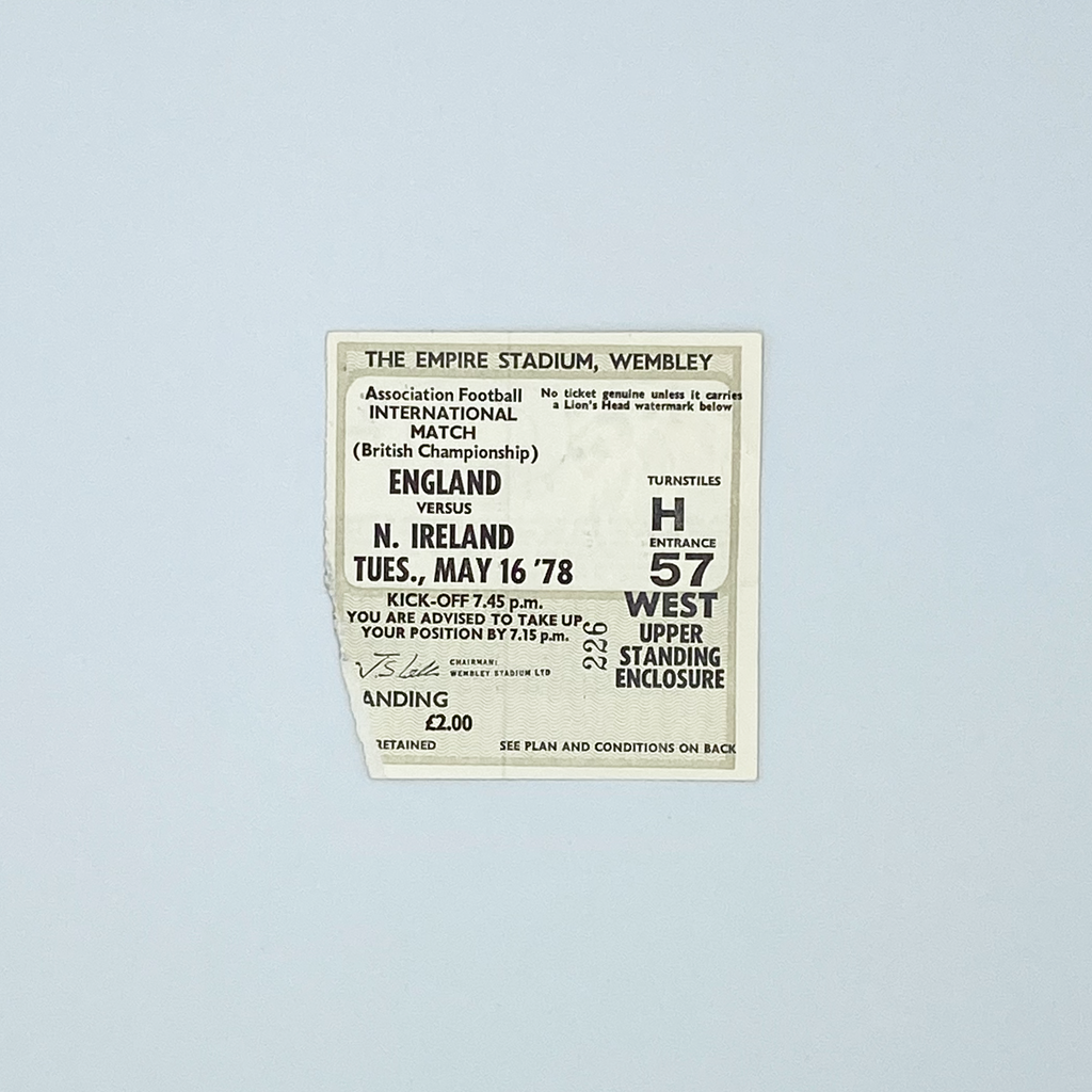 England vs Northern Ireland Programme & Ticket (16 May 1978)