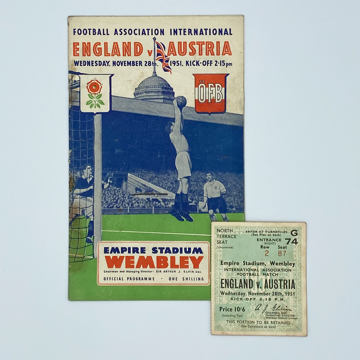 England vs Austria Programme & Ticket (28 November 1951)