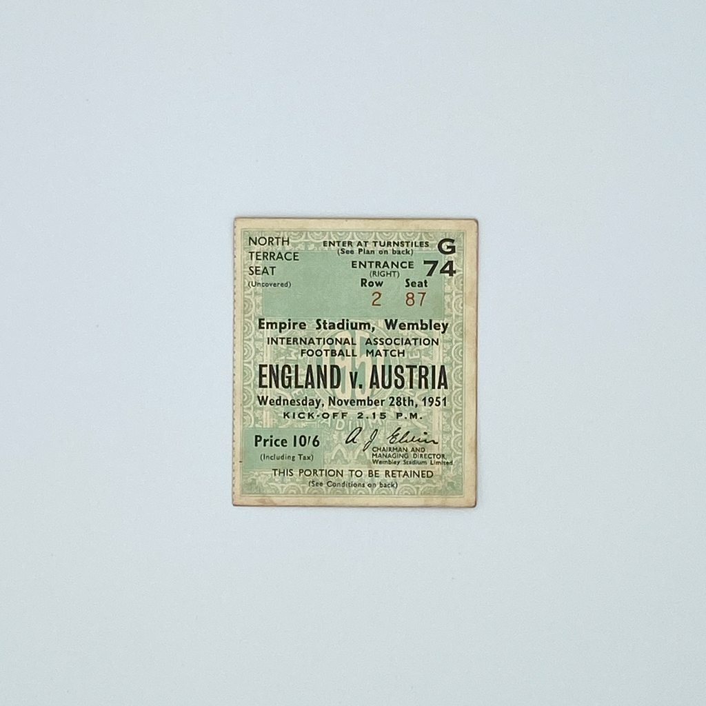 England vs Austria Programme & Ticket (28 November 1951)