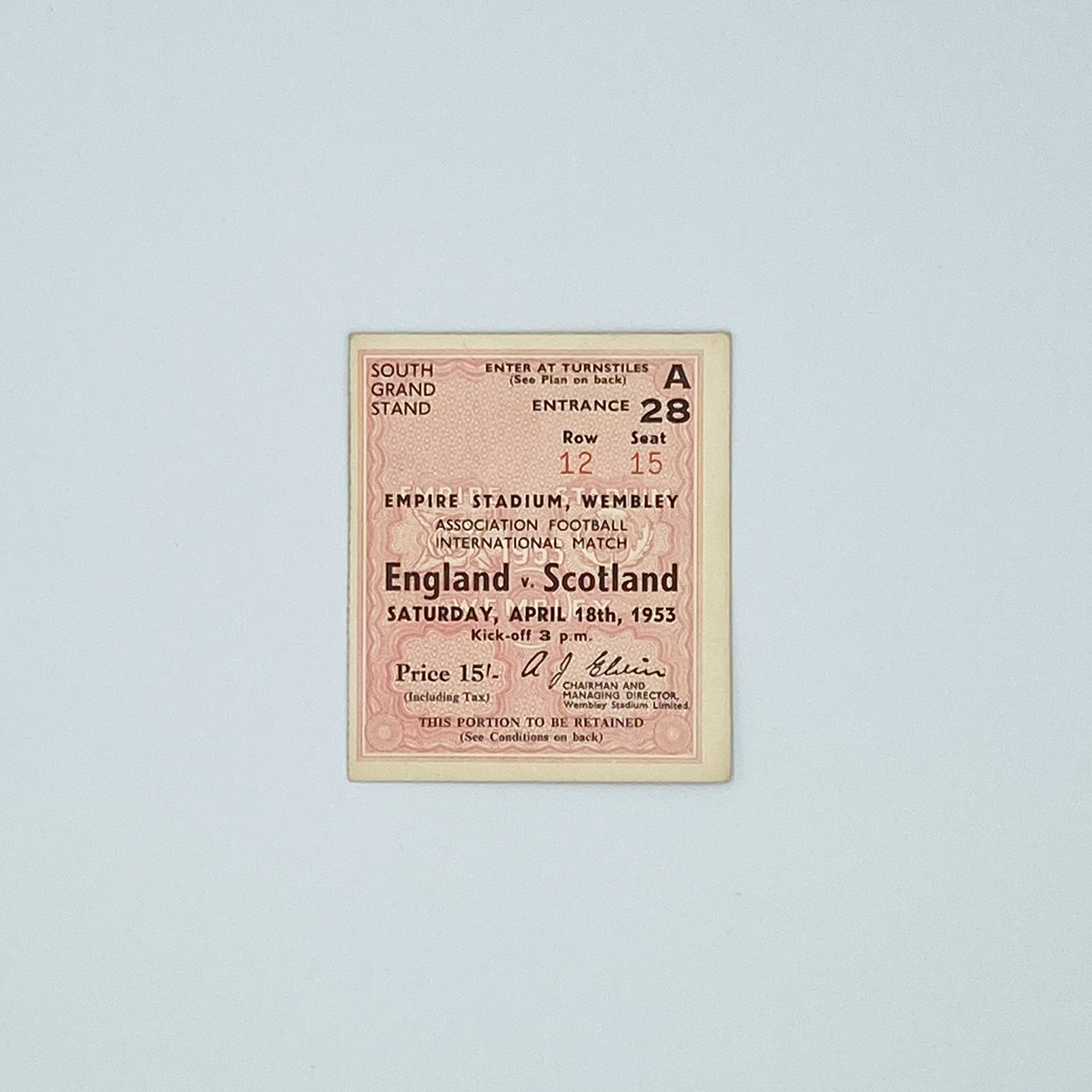 England vs Scotland Programme & Ticket (18 April 1953)