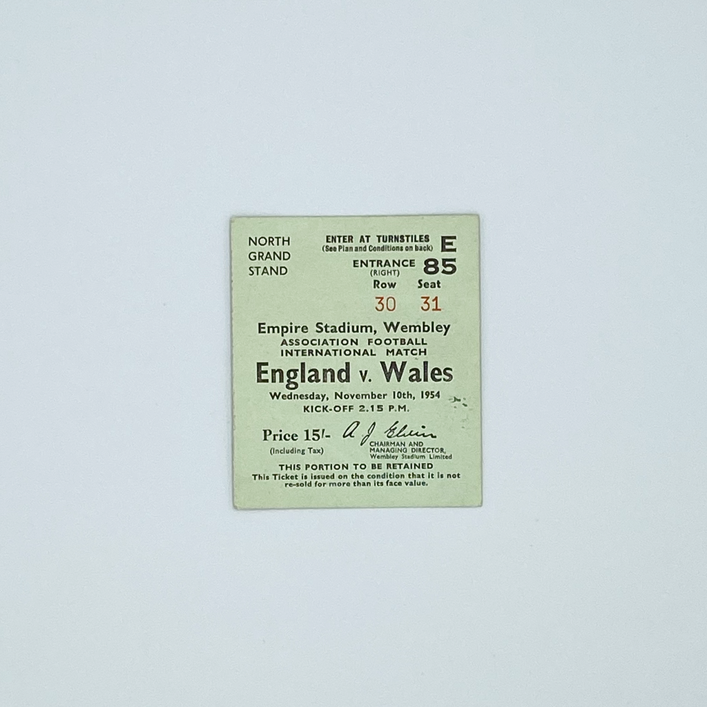 England vs Wales Programme & Ticket (10 November 1954)
