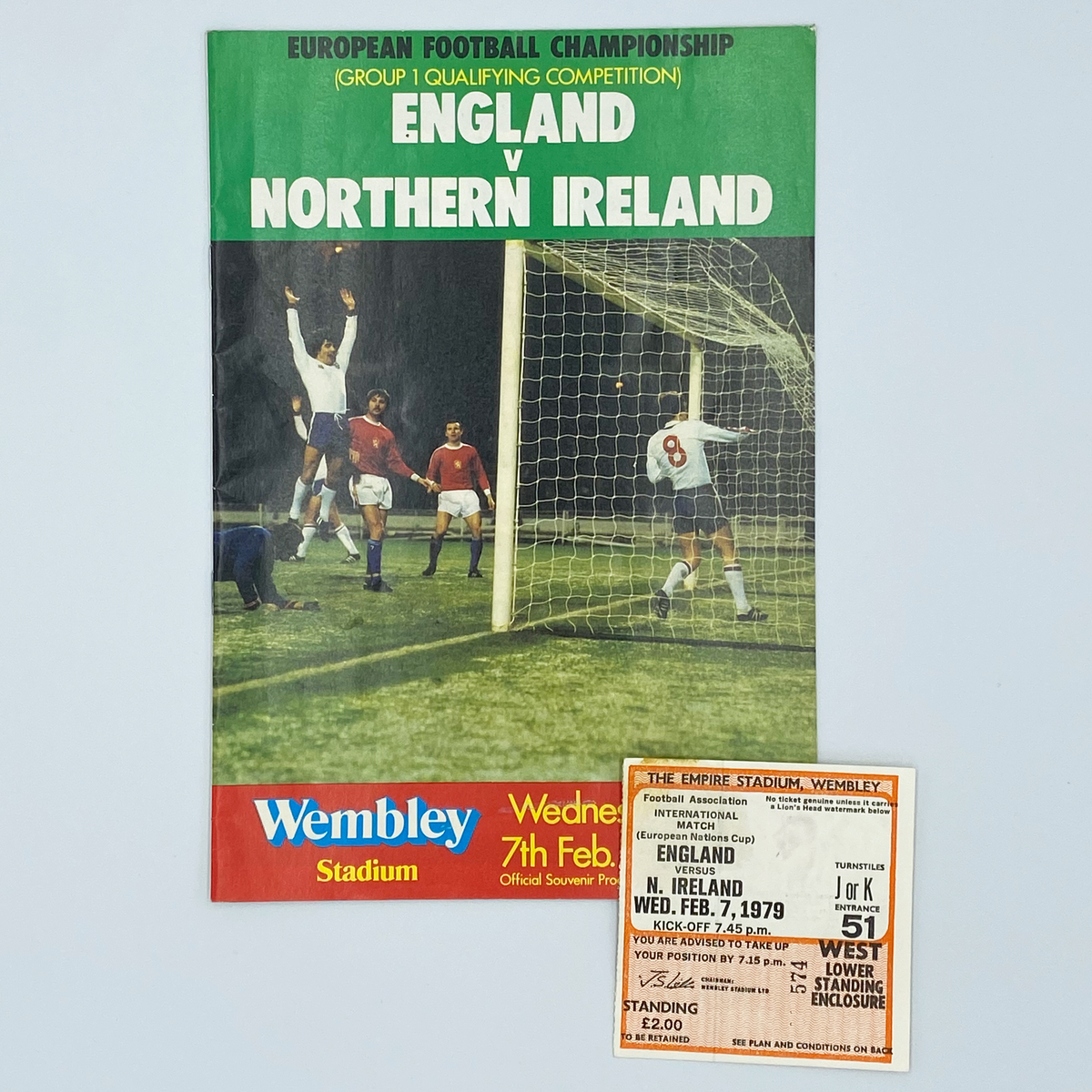 England vs Northern Ireland Programme & Ticket (7 February 1979)